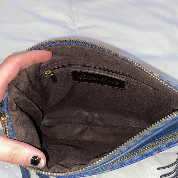 Mellow World Multicolored Crosshatch Clutch Bag Like New - Picture 4 of 5